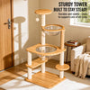 Solid Wood Cat Tree with Cat Condos and Play Platforms