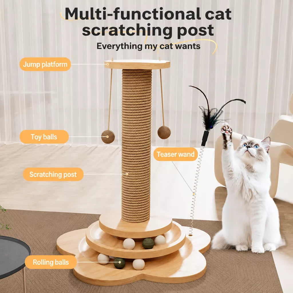 Vertical Sisal Cat Scratching Post with Climbing Structure