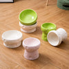 Cheese-Shaped Raised Ceramic Double Bowl Set for Cats and Dogs