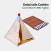 Semi-Enclosed Cotton-Linen Pet Tent Bed for Cats and Small Dogs