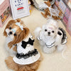Polka Dot Flutter-Sleeve Pet Dress with Bow for Cats and Small Dogs