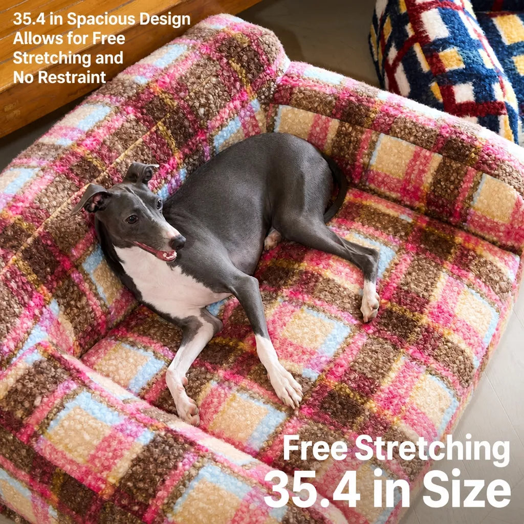 Vintage Plush Pet Sofa Bed for Dogs & Cats