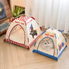 Foldable Semi-Enclosed Pet Tent Bed for Cats and Small Dogs