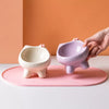 Ceramic Cat Bowl with Four-Leg Stand and Bow Tie