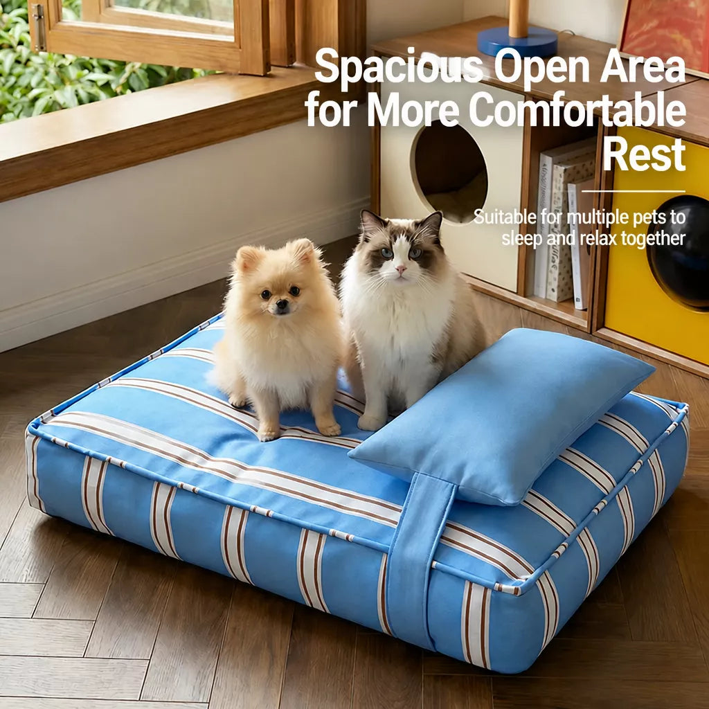 Removable Washable Striped Pet Bed for Small to Medium Dogs & Cats