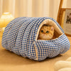 Semi-Enclosed Washable Pet Bed for Cats and Small Dogs