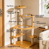 Solid Wood Cat Tree with Cat Condos and Play Platforms
