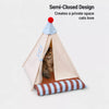 Semi-Enclosed Cotton-Linen Pet Tent Bed for Cats and Small Dogs