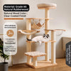 Solid Wood Cat Tree with Scratching Post and Hideaway