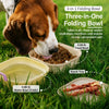 Portable Foldable Double Pet Bowl Set with Snack Tray