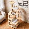 Large Solid Wood Cat Tree with Space Pod, House & Lookout Platforms