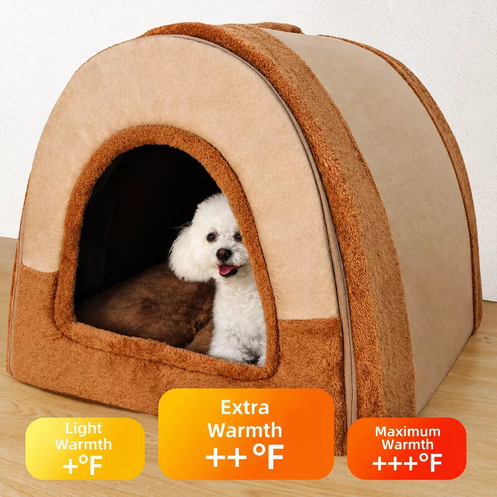 Enclosed Washable Pet House Bed for Dogs and Cats