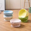 Cheese-Shaped Raised Ceramic Double Bowl Set for Cats and Dogs