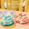 Cat Spinning Wheel Toy with Feather Wand and Colorful Balls