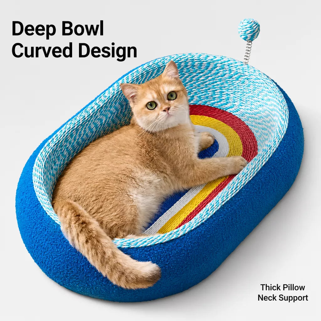 Cat Scratcher Bed with Integrated Lounge Nest