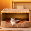 Enclosed Washable Pet Bed with Removable Cover for Cats & Dogs