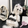 Polka Dot Flutter-Sleeve Pet Dress with Bow for Cats and Small Dogs