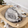 Two-Tier Solid Wood Cat Bed with Sisal Scratcher and Woven Mat