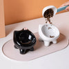 Ceramic Cat Bowl with Four-Leg Stand and Bow Tie