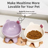Ceramic Cat Bowl with Four-Leg Stand and Bow Tie