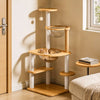Solid Wood Cat Tree with Cat Condos and Play Platforms