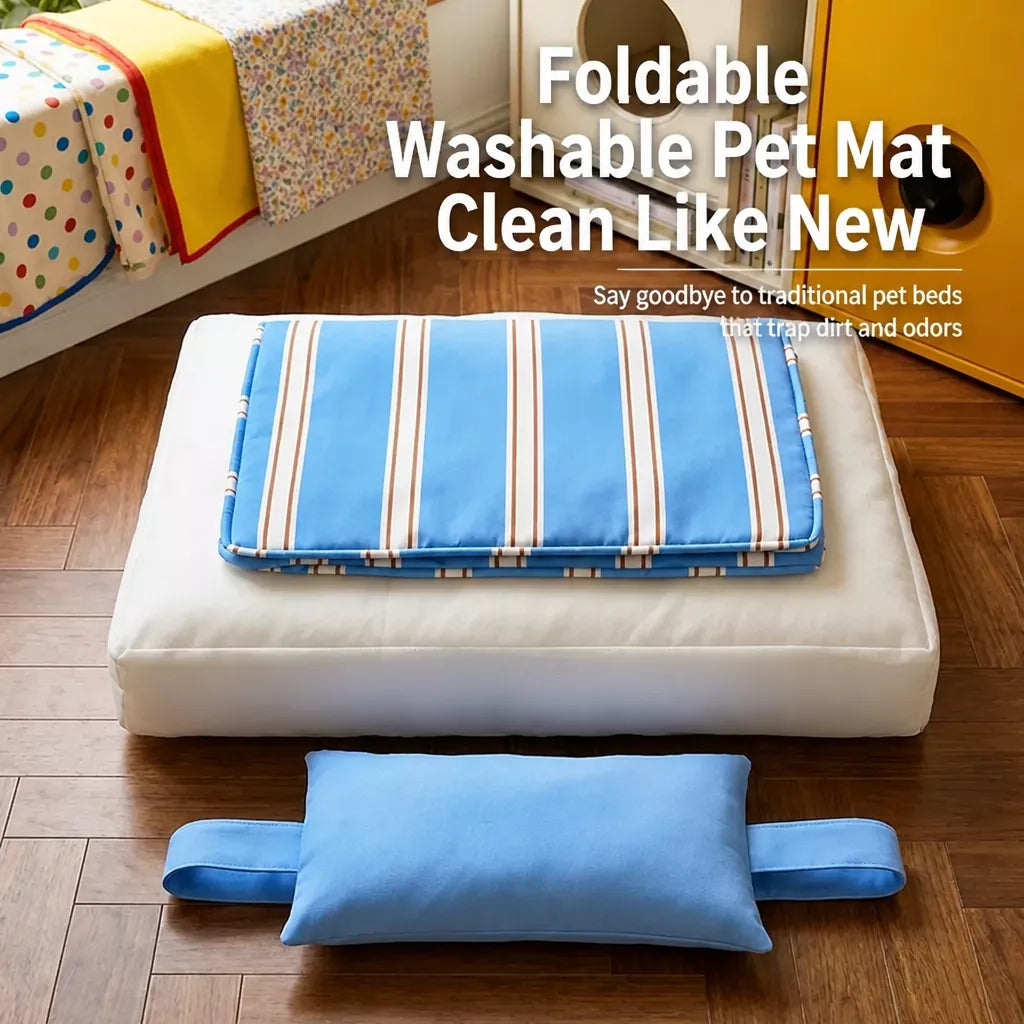 Removable Washable Striped Pet Bed for Small to Medium Dogs & Cats
