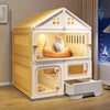 Multi-Level Roofed Cat Enclosure with Dedicated Litter Area