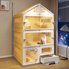 Multi-Level Roofed Cat Enclosure with Dedicated Litter Area