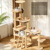 Large Solid Wood Cat Tree with Space Pod, House & Lookout Platforms