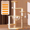 Solid Wood Cat Tree with Cat Condos and Play Platforms