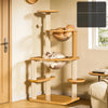 Solid Wood Cat Tree with Cat Condos and Play Platforms