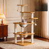 Solid Wood Cat Tree with Cat Condos and Play Platforms