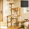 Solid Wood Cat Tree with Cat Condos and Play Platforms