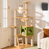 Solid Wood Cat Tree with Cat Condos and Play Platforms