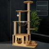 Solid Wood Cat Tree with Capsule Perch and Scratching Posts