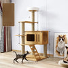 Cat Tree with Scratching Post and Enclosed Hideaway