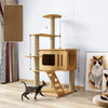 Cat Tree with Scratching Post and Enclosed Hideaway