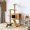 Cat Tree with Scratching Post and Enclosed Hideaway