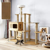 Cat Tree with Scratching Post and Enclosed Hideaway