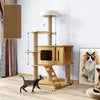 Cat Tree with Scratching Post and Enclosed Hideaway