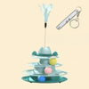 Cat Spinning Wheel Toy with Feather Wand and Colorful Balls