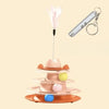 Cat Spinning Wheel Toy with Feather Wand and Colorful Balls