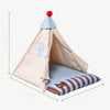 Semi-Enclosed Cotton-Linen Pet Tent Bed for Cats and Small Dogs