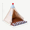 Semi-Enclosed Cotton-Linen Pet Tent Bed for Cats and Small Dogs